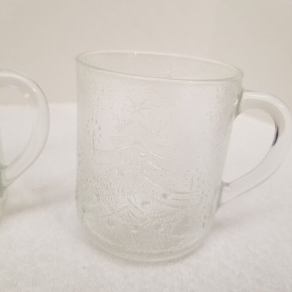 DURALEX made in France 11.5 ounces 4 clear cups with etched Christmas trees vint - Picture 5 of 16